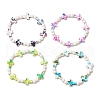 4Pcs 4 Colors Dyed Synthetic Turquoise Round Beads Stretch Bracelets for Women Men BJEW-JB11609-1
