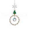 Christmas Wire Wrapped Glass Beads Ring Hanging Ornaments HJEW-TA00202-1