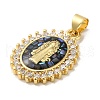 Rack Plating Brass Micro Pave Cubic Zirconia with Shell Pendants KK-P241-44G-02-2