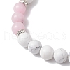 Natural Howlite & Cherry Blossom Jasper Round Beaded Stretch Bracelets BJEW-TA00528-01-3