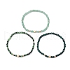 3Pcs Natural Ruby in Zoisite & Green Onyx Agate & Green Aventurine Beaded Stretch Bracelets for Women BJEW-JB11379-5