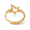 Ion Plating(IP) 304 Stainless Steel Hollow Star Adjustable Rings RJEW-D006-23G-3