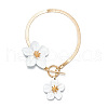 Spray Painted Alloy OT Flower Charm Anklets FS-WG37BC3-01-3