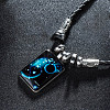 Luminous Alloy Glass Rectangle with Constellation Pendant Black Braided PU Leather Cord Necklaces WGCC9BA-10-1