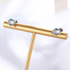 Brass Cubic Zirconia Flat Round Stud Earrings EB9098-3