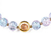 Round Glass Beaded Stretch Bracelet with Gold Plated Brass Ring for Women BJEW-N018-02J-2