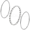 Beebeecraft 3Pcs 2 Styles 925 Sterling Silver Thin Finger Rings RJEW-BBC0001-21-1