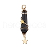3Pcs 3 Styles Natural Obsidian Pointed Copper Wire Wrapped Faceted Bullet Big Pendants PALLOY-JF03573-02-3