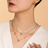 Trendy Stainless Steel Double-layer Flat Round Pendant Necklaces & Earrings Sets for Women OW5604-4