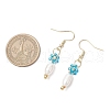 Mother's Day Jewellery Brass Glass Flower with Oval Dangle Earrings EJEW-MZ00442-3