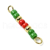 12Pcs 12 Styles Glass Seed Beads & Brass Rondelle Beaded Connector Charms PALLOY-JF03294-6