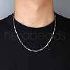 201 Stainless Steel Rectangle Bar Link Chain Necklace NJEW-Q336-05B-P-2