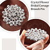 AHADERMAKER 2Pcs Crystal Rhinestone Flower Brooch Pins JEWB-GA0001-25-4