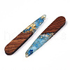 Transparent Resin & Walnut Wood Pendants RESI-N039-69H-2