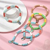 Polymer Clay Column Beaded Stretch Bracelets BJEW-JB09782-3