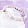 Natural Morganite Round Beaded Stretch Bracelets for Men Women BJEW-G743-01H-3