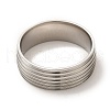 201 Stainless Steel Grooved Finger Ring Findings STAS-G306-03P-2