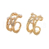 C-Shaped Brass Micro Pave Clear Cubic Zirconia Cuff Earrings EJEW-Z111-04G-04-4