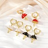 Mushroom Brass Enamel Hoop Earrings EJEW-Z115-07G-1