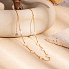 Simple and Elegant Stainless Steel & Natural Freshwater Pearl Link Chain Bracelets & Necklaces Set for Women FO7311-1-3