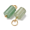 Natural Green Aventurine Column Charms with 304 Stainless Steel Jump Rings G-Q032-01F-2