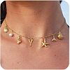 Summer Brass Initial Letter Starfish Shell Shaped Pendant Bib Necklaces for Women FS-WGBCAD2-09-1
