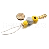 Sunflower Silicone & Natural Wood Beads Pendant Decorations HJEW-JM03080-01-5