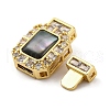 Rectangle Brass Micro Pave Clear Cubic Zirconia Box Clasps KK-G505-36G-01-2