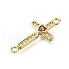 Brass Orange Red Cubic Zirconia Cross Connector Charms ZIRC-I070-018G-2