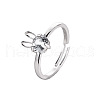 Rabbit Brass Micro Pave Clear Cubic Zirconia Finger Rings for Women FS-WG73E82-03-2