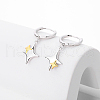 S925 Sterling Silver Two Tone Star Hoop Earrings XJ7248-2