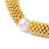 3Pcs Snowflake Alloy Spacer and Glass Pearl Beaded Stretch Bracelets for Women BJEW-JB11803-5