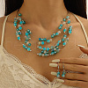 Retro Alloy Resin Dangle Earrings & Multi-Layered Necklaces Sets FS-WG198EF-15-1