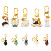 AHADERMAKER 4 Sets 2 Style Natural Gemstone Heart & Enamel Dog Brass Bell Pendant Decorations HJEW-GA0001-39-1