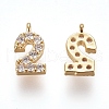Brass Micro Pave Clear Cubic Zirconia Charms ZIRC-L075-60A-02G-1