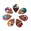 Transparent Resin & Walnut Wood Pendants RESI-N025-028-A-1