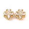 Brass Micro Pave Clear Cubic Zirconia Beads KK-S389-21G-1
