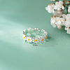 Daisy Alloy Enamel Adjustable Cuff Rings for Women FS-WG99381-01-2
