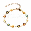 Daisy Link Chain Necklaces & Bracelets Jewelry Sets SJEW-JS01138-01-7