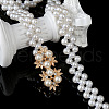 Alloy & Acrylic Imitation Pearl Beaded Elastic Chain Belts WG979C0-16-1