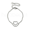 304 Stainless Steel Paw Print Link Bracelets BJEW-F500-02P-2