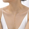 304 Stainless Steel Rectangle Link Chain Y Necklaces for Women NJEW-Z085-02G-1