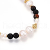 Natural Pearl & Agate & Crystal Round Beaded Necklaces NJEW-N056-01G-4