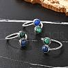 Natural Malachite & Lapis Lazuli Finger Rings RJEW-A068-03P-01-1