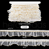   5 Yards Chiffon Pleated Lace Ribbon with Plastic Beads OCOR-PH0004-05-2