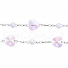 Glass Heart & ABS Plastic Pearl Beaded Chains CHS-N003-06A-4