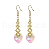 Seed Braided Rhombus with Glass Dangle Earrings EJEW-MZ00038-02-1
