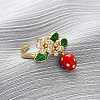Brass Micro Pave Cubic Zirconia Open Cuff Rings for Women RJEW-U057-16G-1
