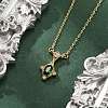 304 Stainless Steel Green Cubic Zirconia Pendant Neckalces for Women NJEW-C078-01E-G-2