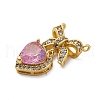 Brass Micro Pave Cubic Zirconia Pendants KK-V009-24G-2